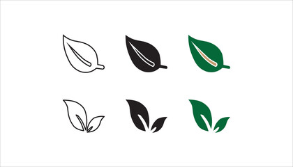 ecology green leafs icon set on background	
