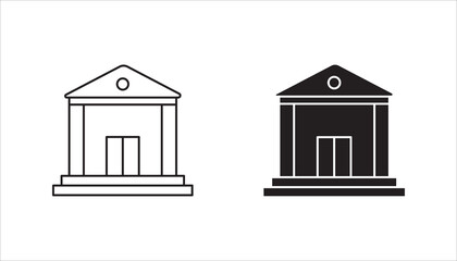 City hall building line icon set, outline vector sign, linear style pictogram, vector illustration on white background.