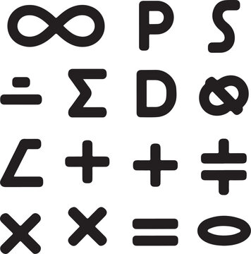 A creative illustration of various mathematical symbols and equations on a white background