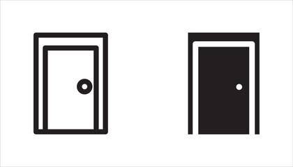 Doors set opened and closed door icon set,	
