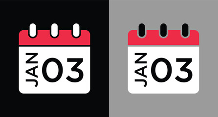 calendar - January 3 icon illustration isolated vector sign symbol