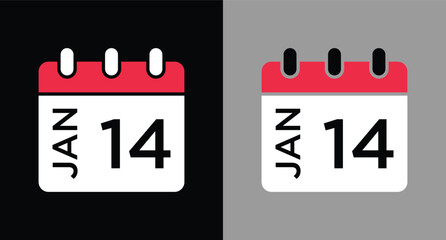 calendar - January 14 icon illustration isolated vector sign symbol