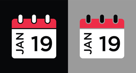 calendar - January 19 icon illustration isolated vector sign symbol
