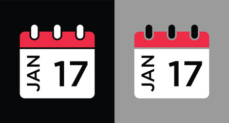 calendar - January 17 icon illustration isolated vector sign symbol
