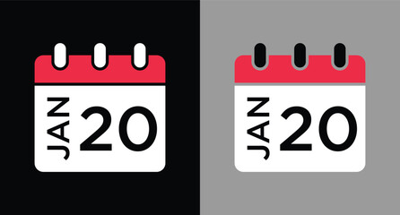 calendar - January 20 icon illustration isolated vector sign symbol