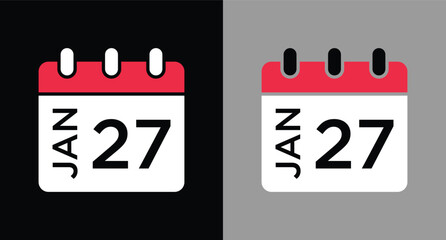 calendar - January 27 icon illustration isolated vector sign symbol