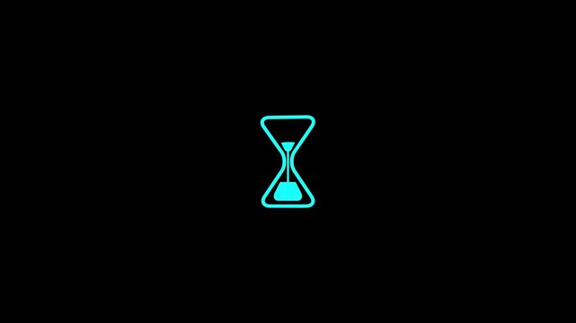 Cyan outline of an hourglass on a black background time sand timer