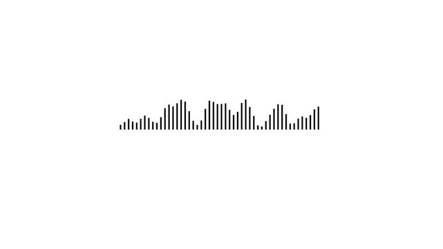 Black and white sound wave equalizer bars on a white background audio music