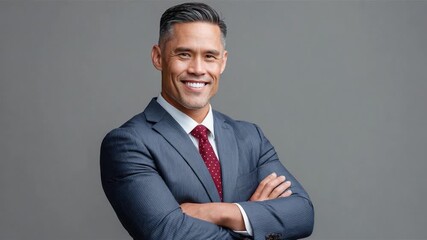 Confident Executive: A poised and accomplished professional man radiates confidence and success, exuding authority in his sharp business attire.