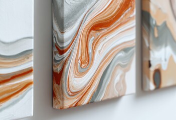 Abstract acrylic paintings in muted tones