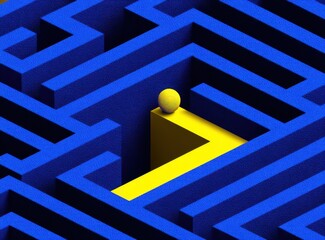Complex maze with yellow path and orb