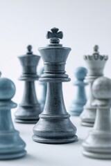 Chess pieces in a strategic arrangement