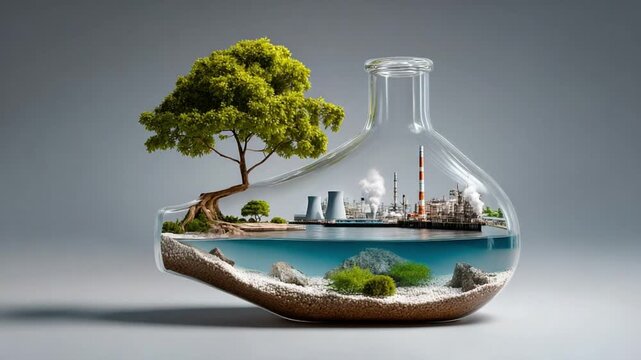 The Environment Enclosed: A creative shot of the nature's essence, a glass vessel encases a miniature environment.