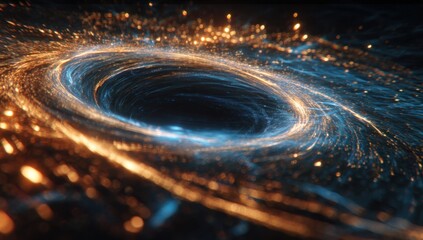 Abstract swirling vortex of light and particles