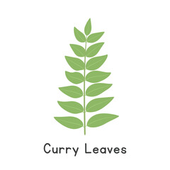 Curry Leaves Flat Cartoon Vector Illustration Isolated on White Background