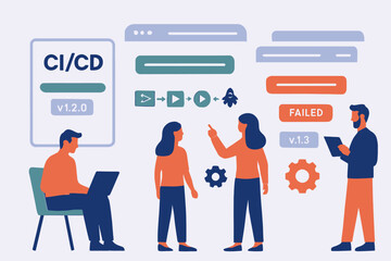 CICD Team Collaboration for Software Development and Deployment.