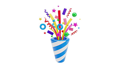 Confetti Popper Explosion with Colorful Shapes