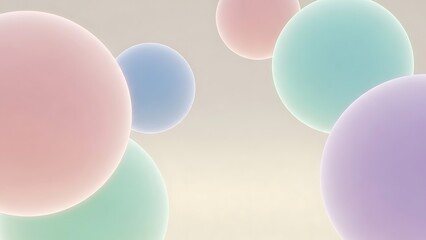 A minimalistic background with soft pastel spheres floating in a gentle composition