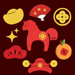 Hand-Drawn Chinese New Year Celebration Elements Collection