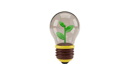 Lightbulb with a plant growing inside, symbolizing eco-friendly innovation