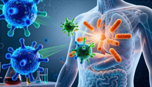 immunotherapy concept highlighting human immune system fighting disease and natural healing power for science perfect for health and world cancer day