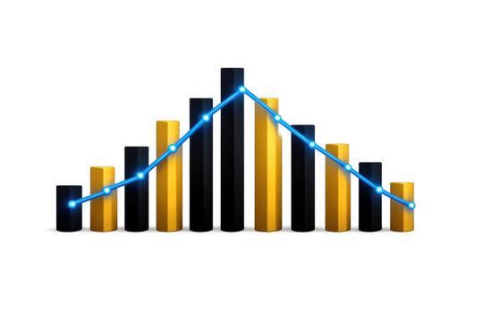 3d bar graph with glowing line chart showing data visualization, business analytics, and market trend on transparent background - Powered by Adobe