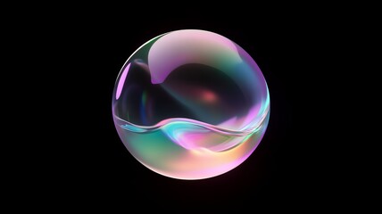 Surreal holographic liquid blob reflecting colorful abstract light