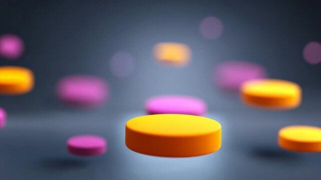 3d render abstract background blur bright circle closeup color colorful design floating vibrant orange pink round disk shape soft focus minimal geometric pattern modern digital art