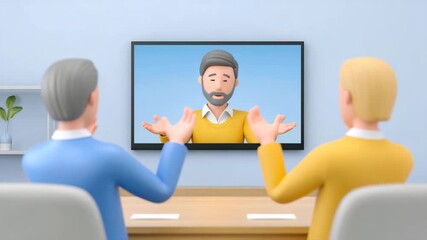 Remote meeting video call online conference business communication teamwork discussion office virtual computer screen handshake gesture 3d illustration remote work virtual conference laptop workplace - Powered by Adobe