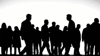 Silhouettes of a diverse group of people walking together.