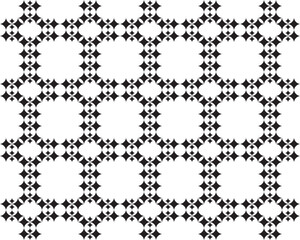 Geometric Ogee Pattern Texture With Diamond Star Shape. Modern Seamless Artificial Intelligence Pattern with Black Star and Circle Ornaments on White Background. Wallpapers, Textiles.