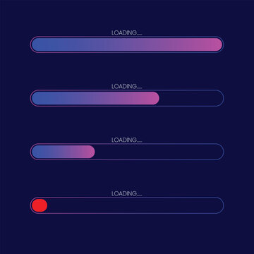Set of four loading bars with gradient colors vector illustration