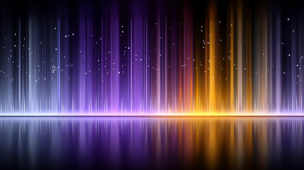 Abstract glowing vertical lights with reflections in water. Perfect for backgrounds, scifi concepts, digital art, technology designs, and modern presentations.