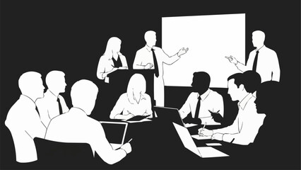 Business meeting with presentation and discussion.