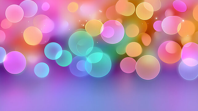 Many colorful transparent circles resembling bokeh lights and bubbles. Suitable for backgrounds, overlays, prints, and digital design projects. - Powered by Adobe