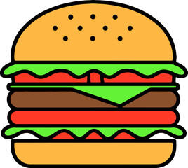 Hamburger icon with fresh layers and sesame seeds