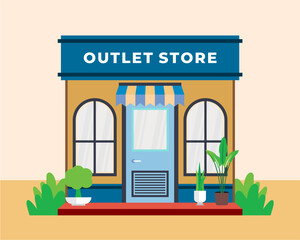 Flat design style of shop with simple and modern looks