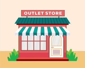 Flat design style of shop with simple and modern looks