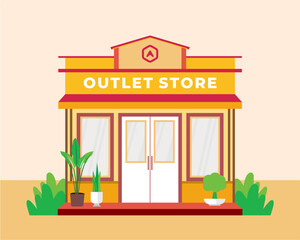 Flat design style of shop with simple and modern looks