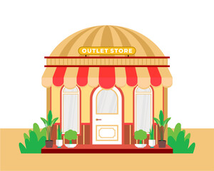 Flat design style of shop with simple and modern looks