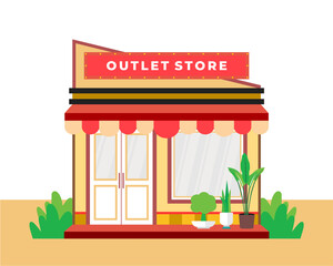 Flat design style of shop with simple and modern looks