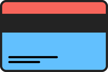 Credit card icon with blue body and red top bar