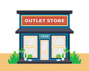 Flat design style of shop with simple and modern looks