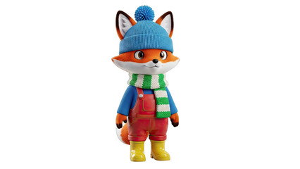 Fototapeta premium Cute Cartoon Fox Character in Winter Clothing