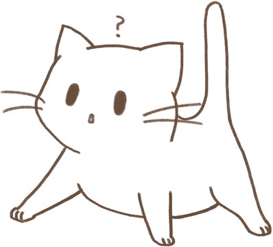 Flat illustration of a Curios cat with a question mark