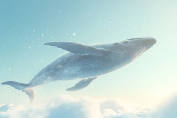 Fototapeta premium Majestic whale swimming gracefully in ocean depths at dawn