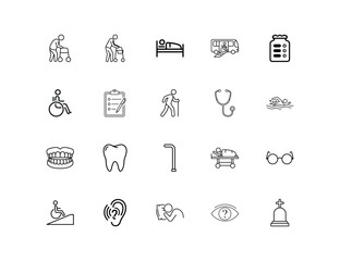 Fototapeta premium Geriatric care and health services icons