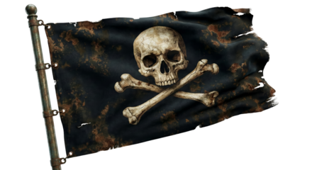 Tattered Pirate Flag with Skull and Crossbones