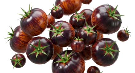 Black Zebra Tomatoes, Heirloom Variety, Fresh, Ripe, Isolated on White Background