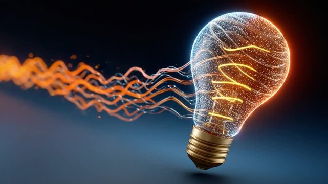 Illuminating Ideas: An innovative lightbulb radiates energy, symbolizing creativity, inspiration, and the power of innovation. The image features a lightbulb with vibrant streaks.